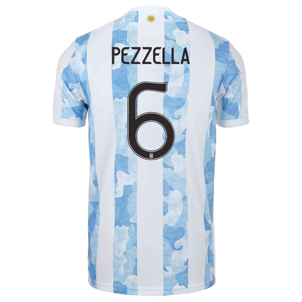 Lapset Argentiinan Jalkapallomaajoukkue German Pezzella #6 Kotipaita Sinivalkoinen 2021 Lyhythihainen Paita