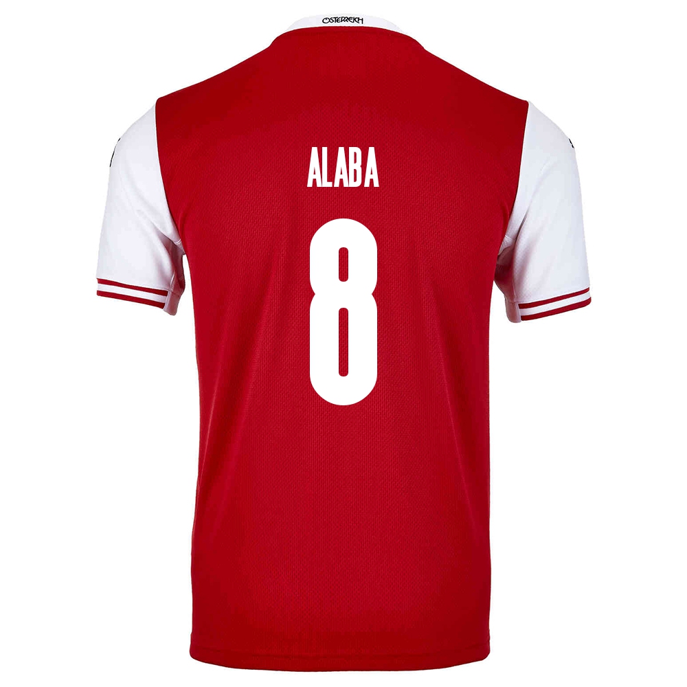 Lapset Itävallan Jalkapallomaajoukkue David Alaba #8 Kotipaita Punainen 2021 Lyhythihainen Paita