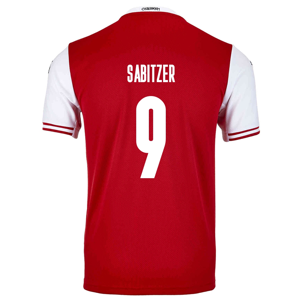 Lapset Itävallan Jalkapallomaajoukkue Marcel Sabitzer #9 Kotipaita Punainen 2021 Lyhythihainen Paita