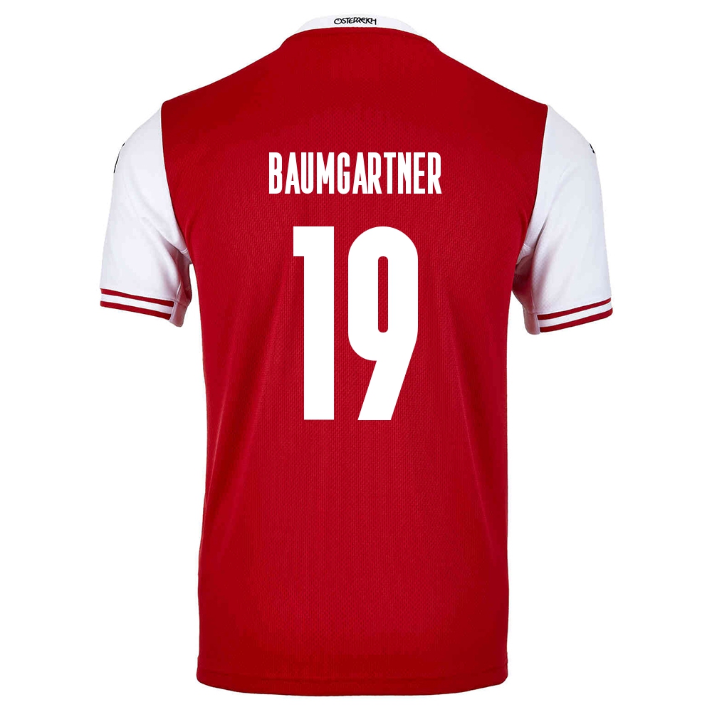 Lapset Itävallan Jalkapallomaajoukkue Christoph Baumgartner #19 Kotipaita Punainen 2021 Lyhythihainen Paita