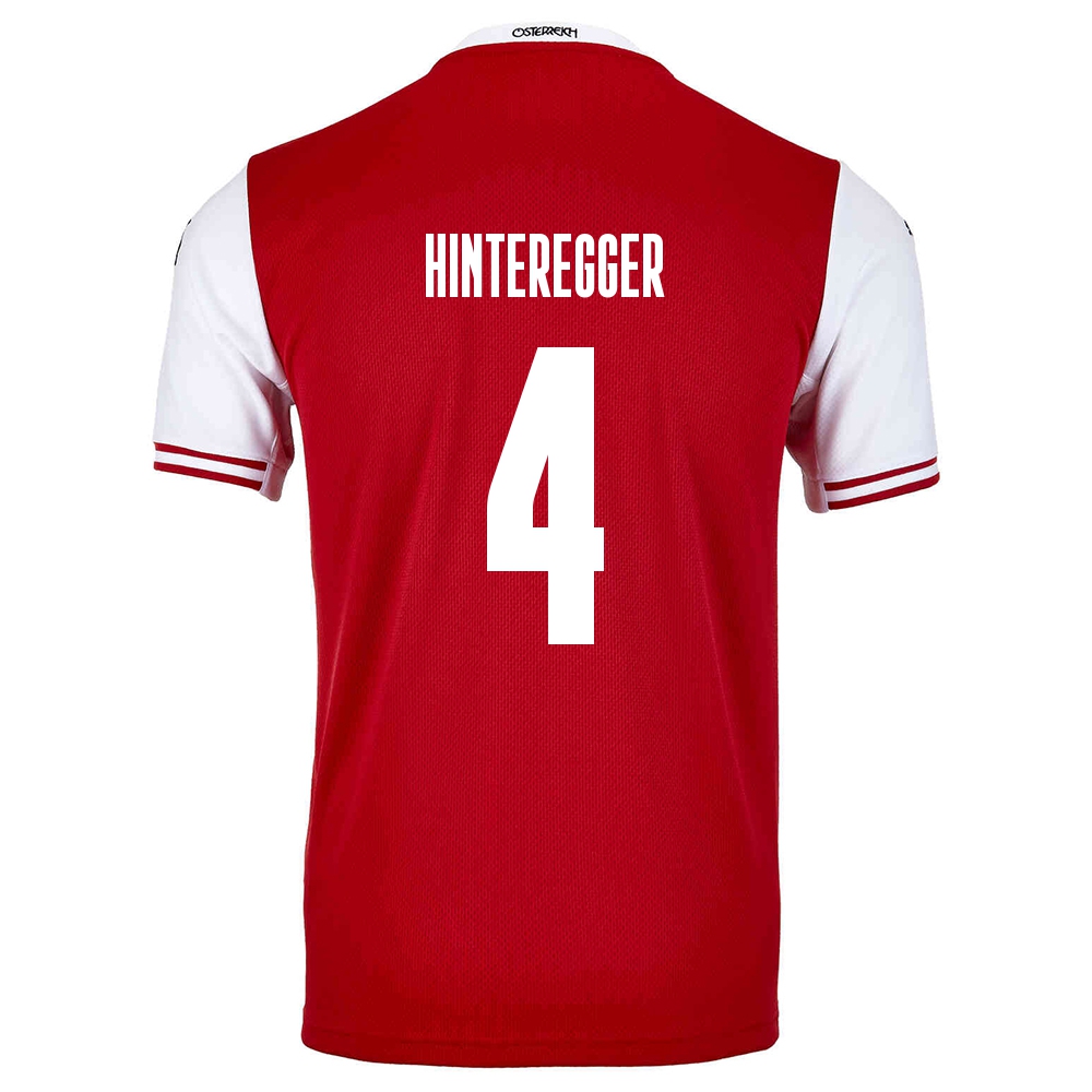 Lapset Itävallan Jalkapallomaajoukkue Martin Hinteregger #4 Kotipaita Punainen 2021 Lyhythihainen Paita