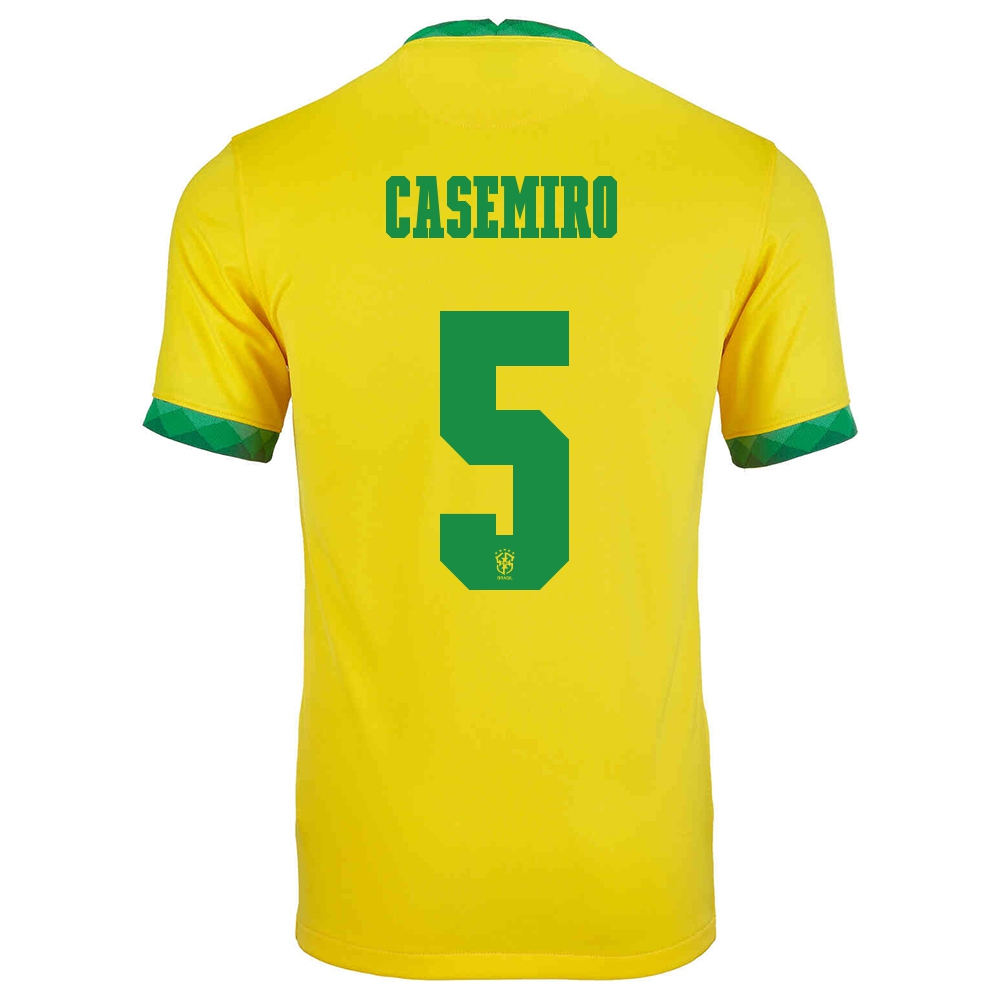 Naisten Brasilian Jalkapallomaajoukkue Casemiro #5 Kotipaita Keltainen 2021 Lyhythihainen Paita