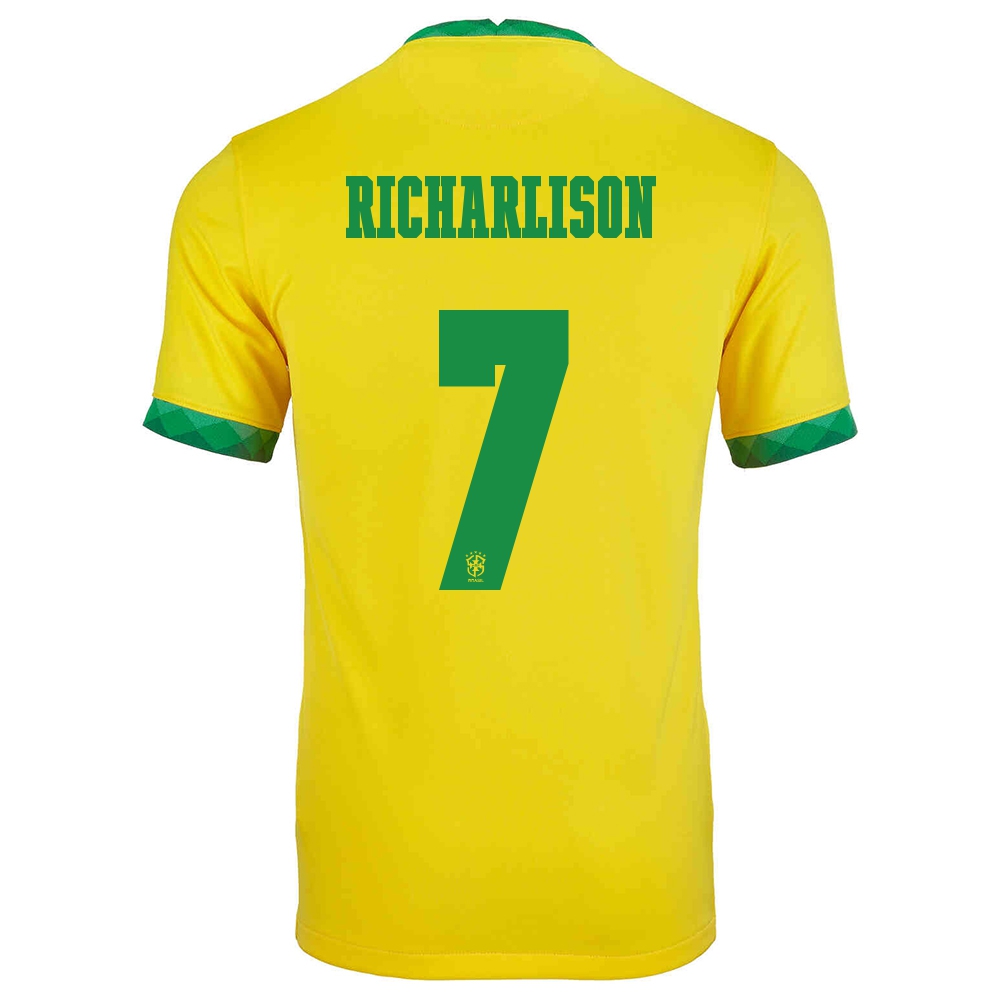 Naisten Brasilian Jalkapallomaajoukkue Richarlison #7 Kotipaita Keltainen 2021 Lyhythihainen Paita