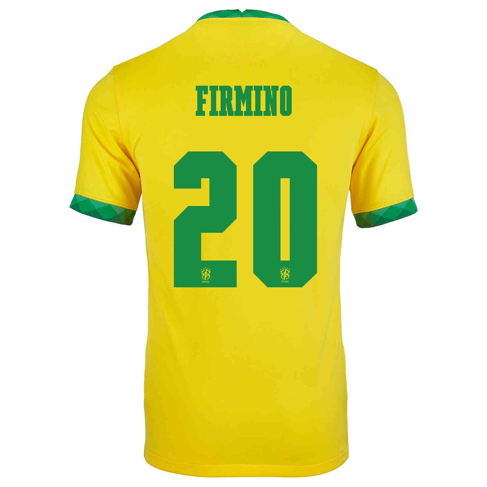 Miesten Brasilian Jalkapallomaajoukkue Roberto Firmino #20 Kotipaita Keltainen 2021 Lyhythihainen Paita