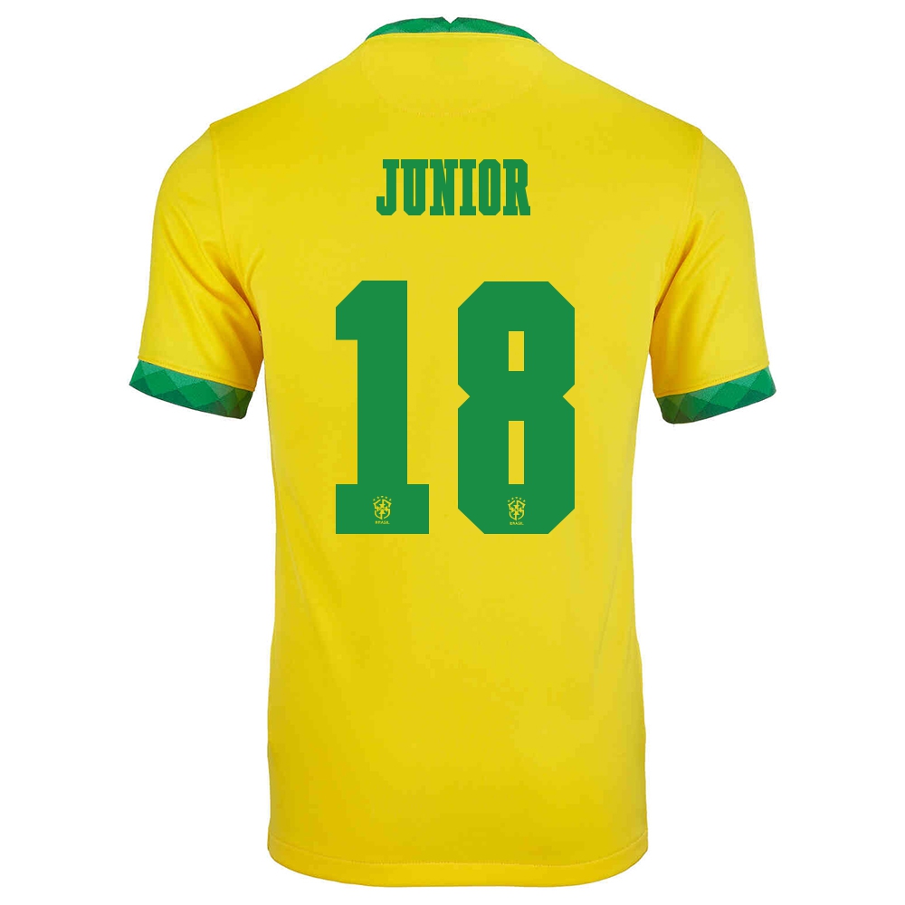 Naisten Brasilian Jalkapallomaajoukkue Vinicius Junior #18 Kotipaita Keltainen 2021 Lyhythihainen Paita