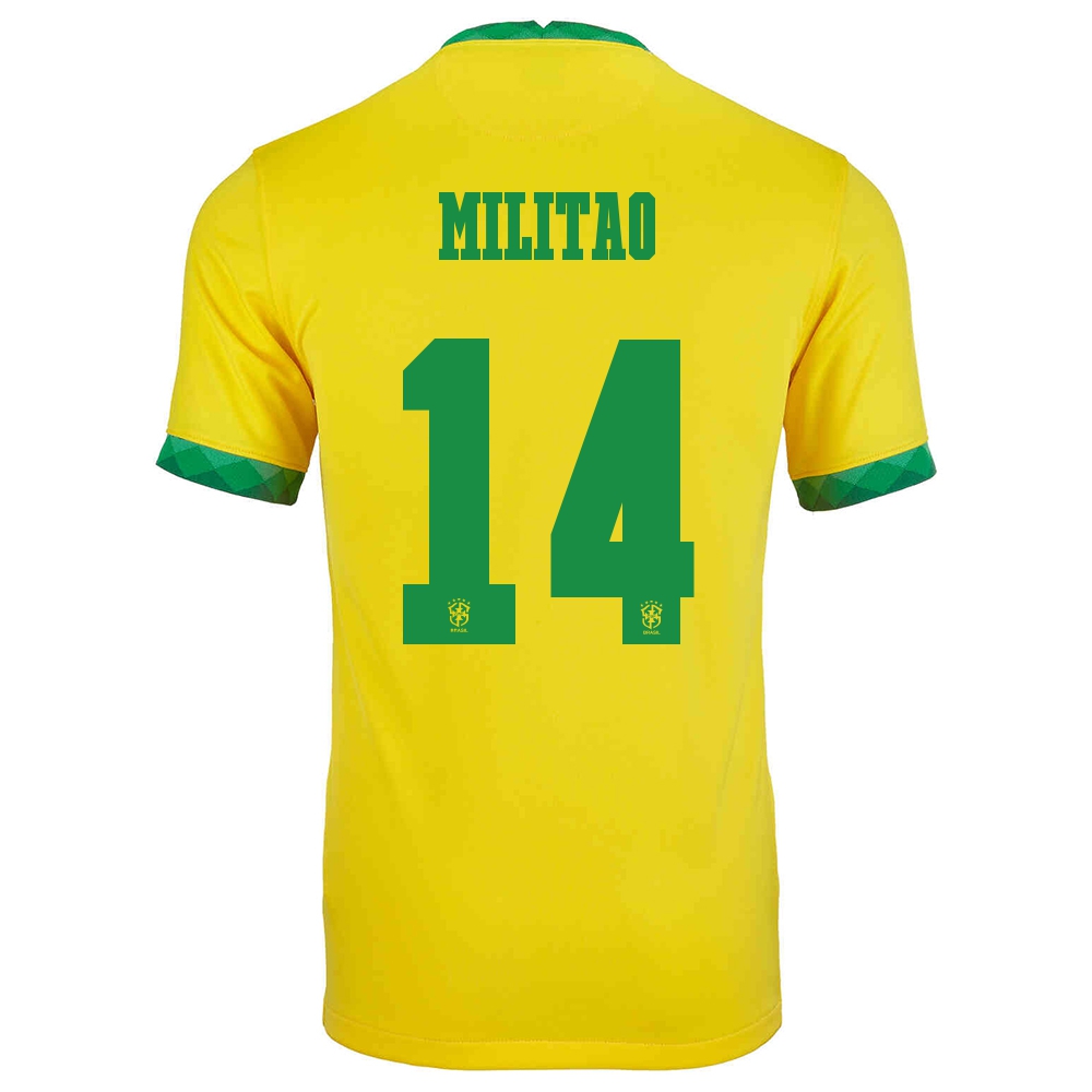 Naisten Brasilian Jalkapallomaajoukkue Eder Militao #14 Kotipaita Keltainen 2021 Lyhythihainen Paita