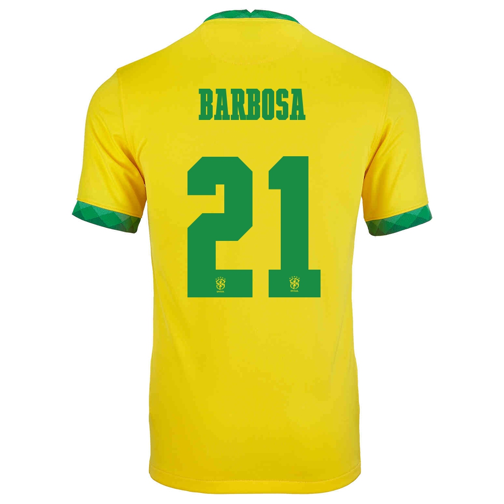 Naisten Brasilian Jalkapallomaajoukkue Gabriel Barbosa #21 Kotipaita Keltainen 2021 Lyhythihainen Paita
