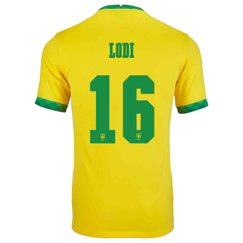Lapset Brasilian Jalkapallomaajoukkue Renan Lodi #16 Kotipaita Keltainen 2021 Lyhythihainen Paita