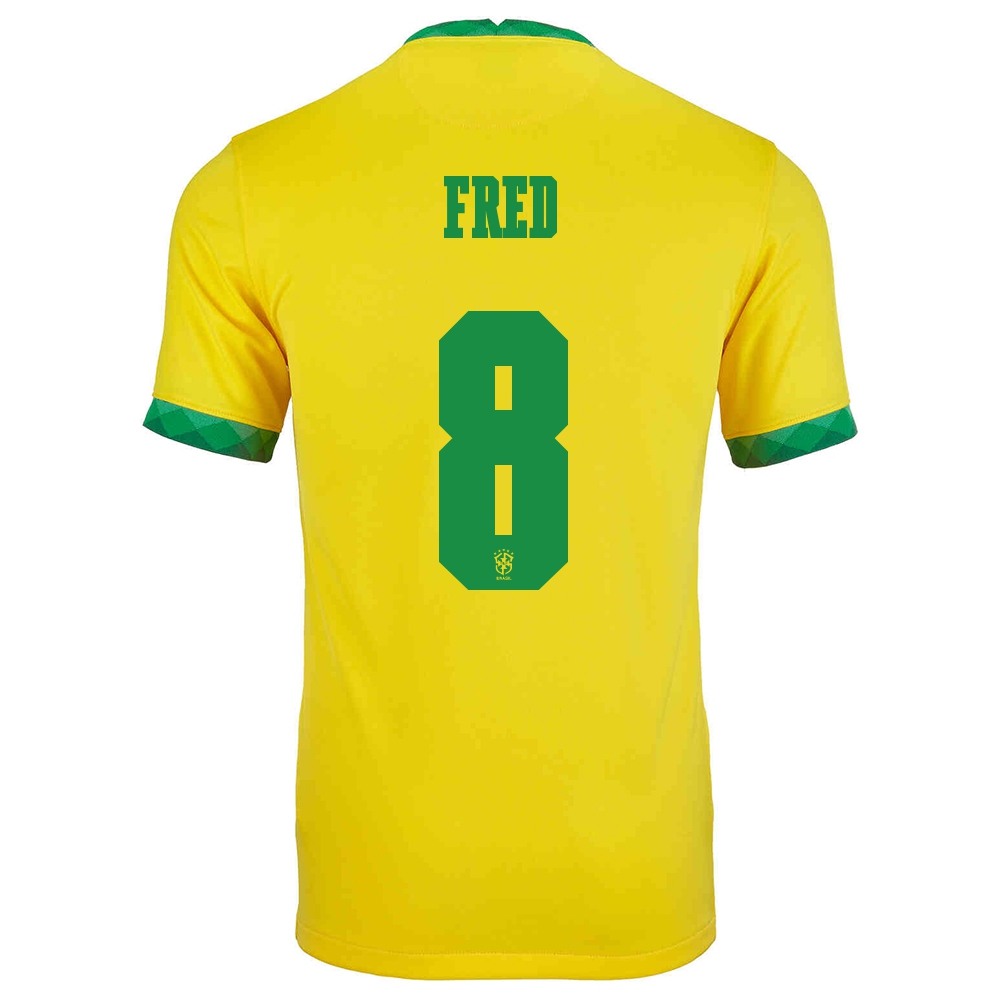 Lapset Brasilian Jalkapallomaajoukkue Fred #8 Kotipaita Keltainen 2021 Lyhythihainen Paita