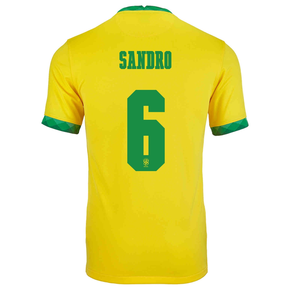 Lapset Brasilian Jalkapallomaajoukkue Alex Sandro #6 Kotipaita Keltainen 2021 Lyhythihainen Paita