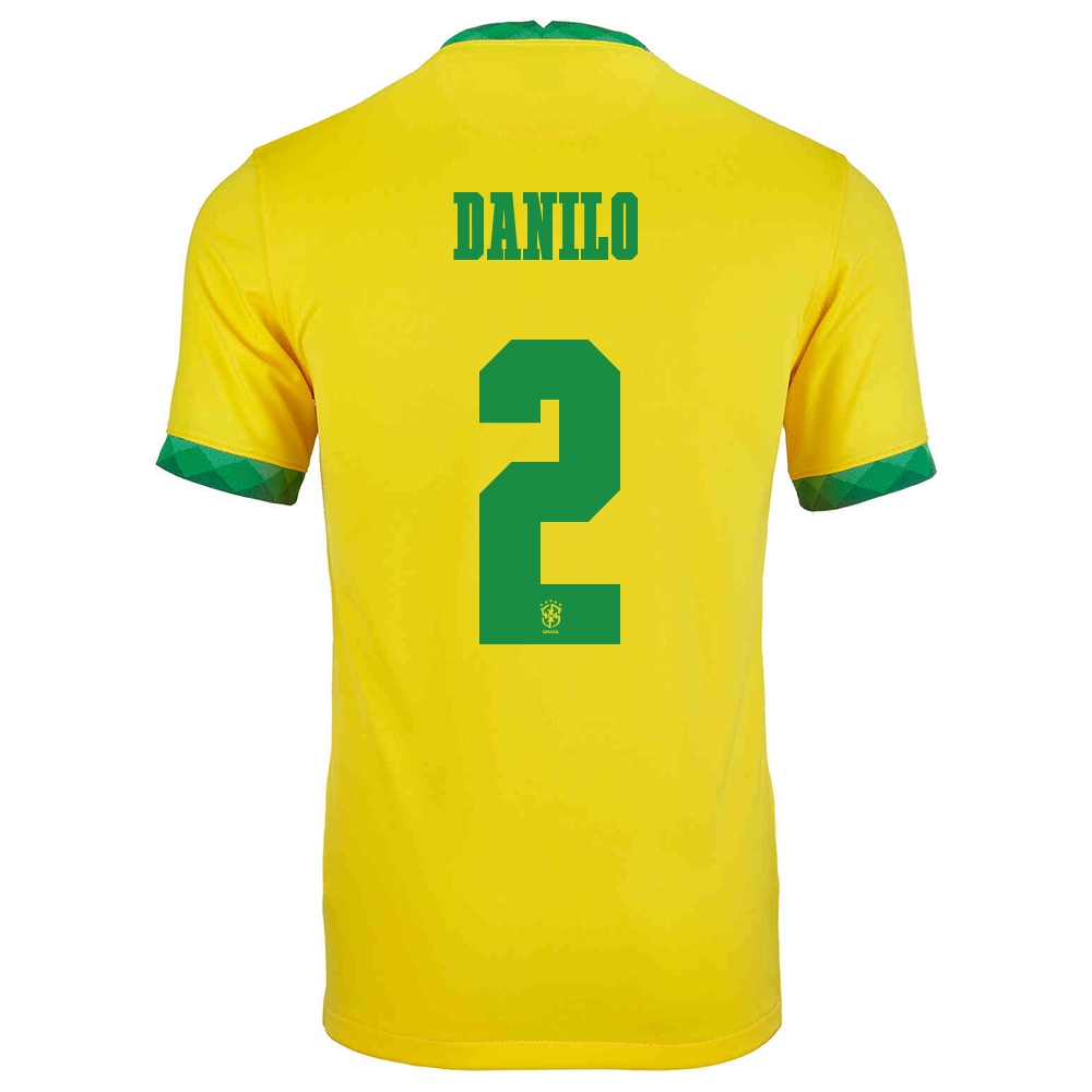 Lapset Brasilian Jalkapallomaajoukkue Danilo #2 Kotipaita Keltainen 2021 Lyhythihainen Paita