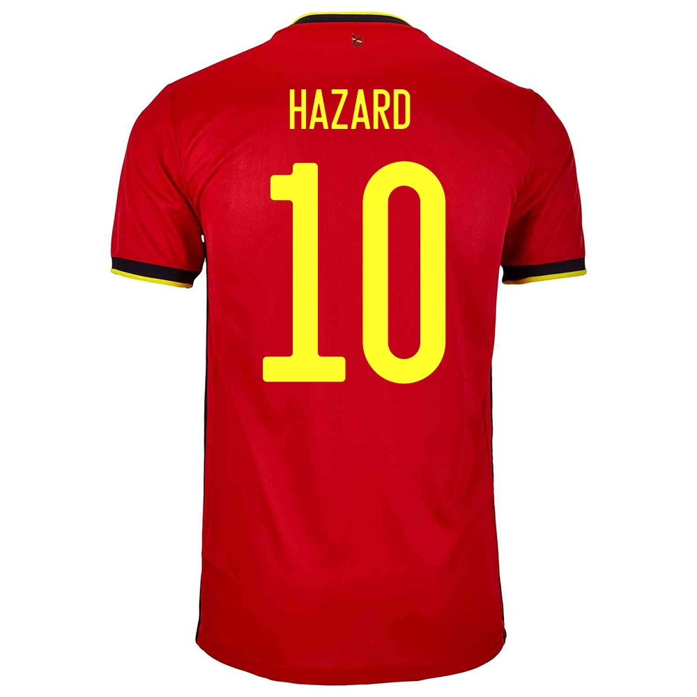 Miesten Belgian Jalkapallomaajoukkue Eden Hazard #10 Kotipaita Punainen 2021 Lyhythihainen Paita