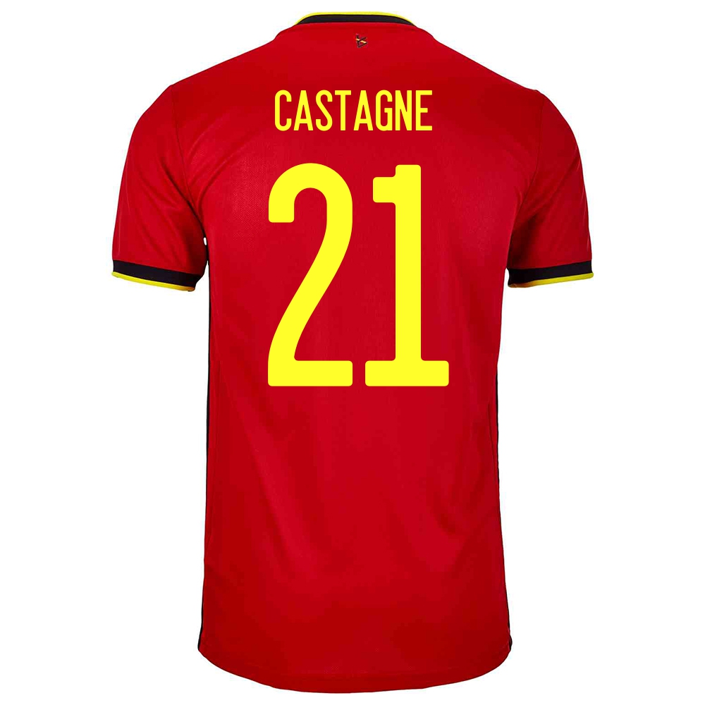 Lapset Belgian Jalkapallomaajoukkue Timothy Castagne #21 Kotipaita Punainen 2021 Lyhythihainen Paita