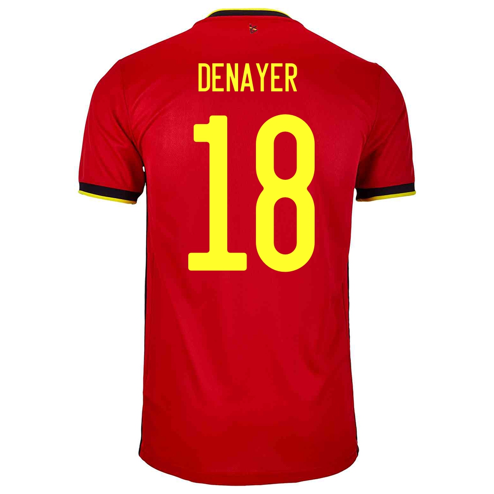 Naisten Belgian Jalkapallomaajoukkue Jason Denayer #18 Kotipaita Punainen 2021 Lyhythihainen Paita