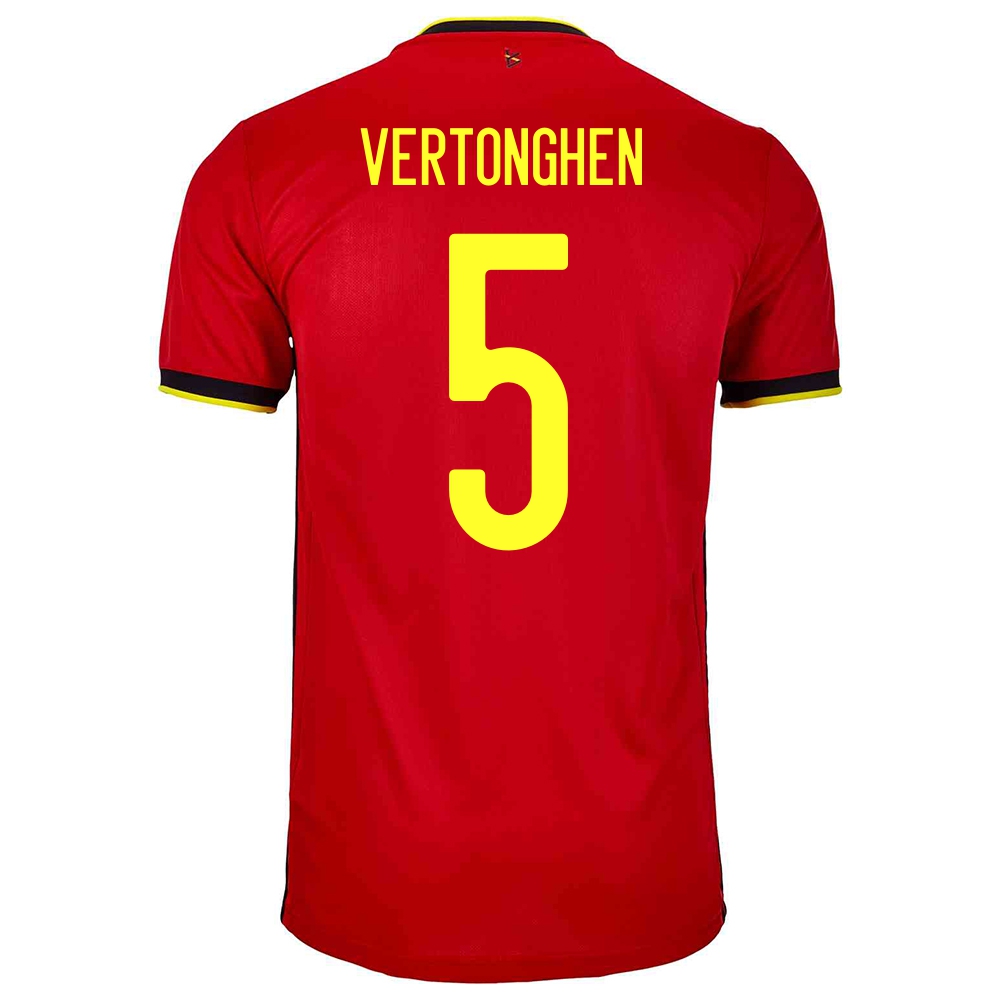 Naisten Belgian Jalkapallomaajoukkue Jan Vertonghen #5 Kotipaita Punainen 2021 Lyhythihainen Paita