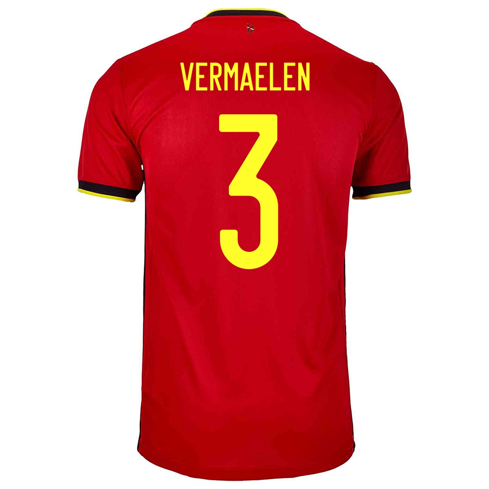 Naisten Belgian Jalkapallomaajoukkue Thomas Vermaelen #3 Kotipaita Punainen 2021 Lyhythihainen Paita