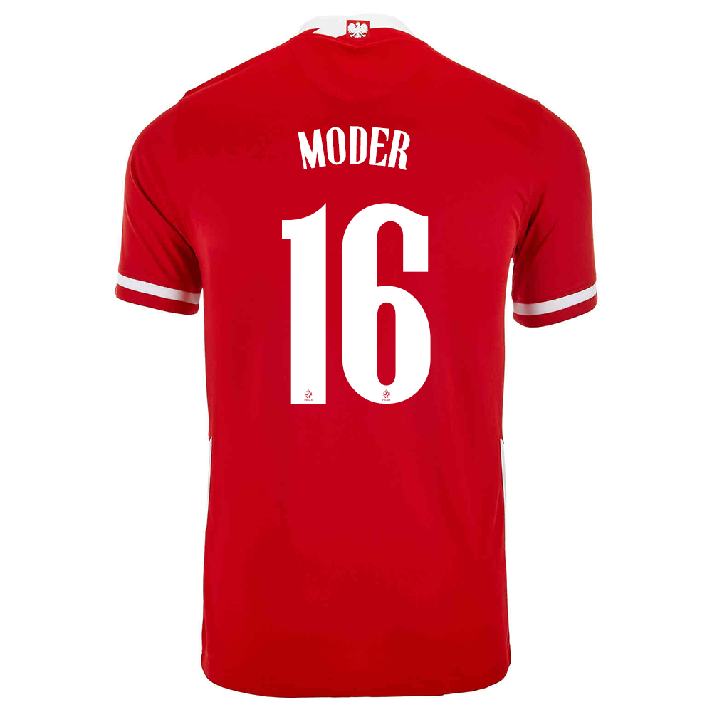 Lapset Puolan Jalkapallomaajoukkue Jakub Moder #16 Kotipaita Punainen 2021 Lyhythihainen Paita