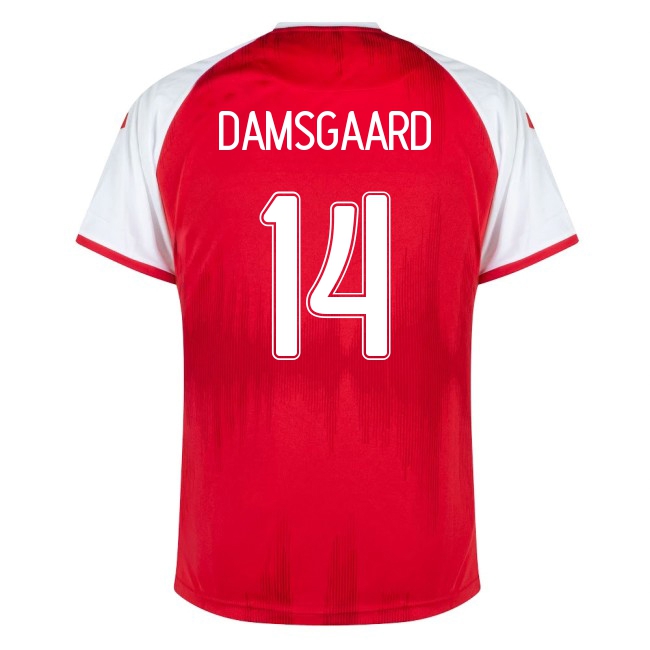 Lapset Tanskan Jalkapallomaajoukkue Mikkel Damsgaard #14 Kotipaita Punainen 2021 Lyhythihainen Paita