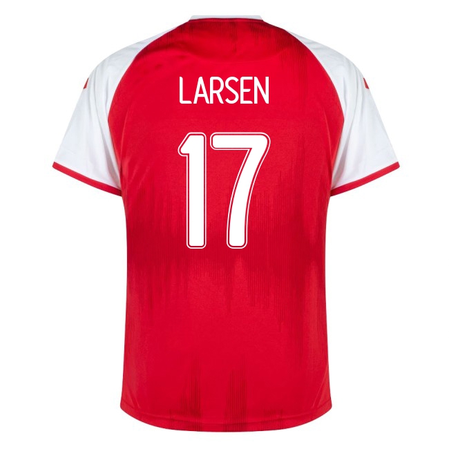 Miesten Tanskan Jalkapallomaajoukkue Jens Stryger Larsen #17 Kotipaita Punainen 2021 Lyhythihainen Paita