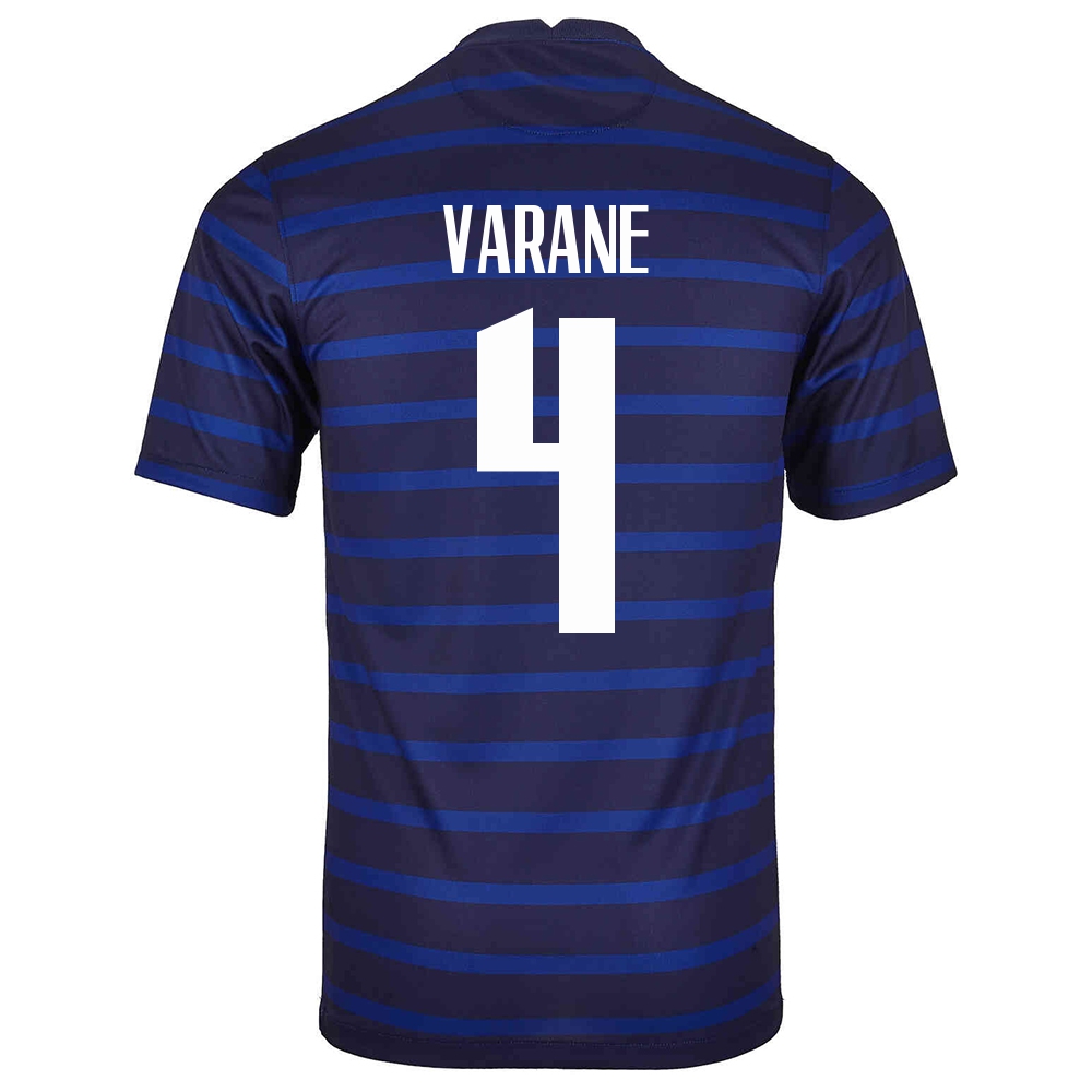 Naisten Ranskan Jalkapallomaajoukkue Raphaël Varane #4 Kotipaita Tummansininen 2021 Lyhythihainen Paita