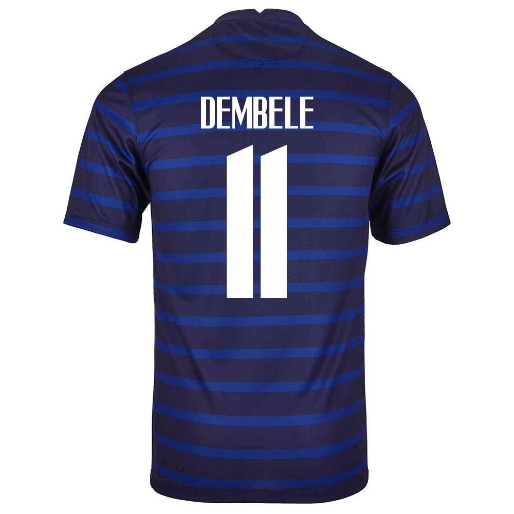 Naisten Ranskan Jalkapallomaajoukkue Ousmane Dembele #11 Kotipaita Tummansininen 2021 Lyhythihainen Paita