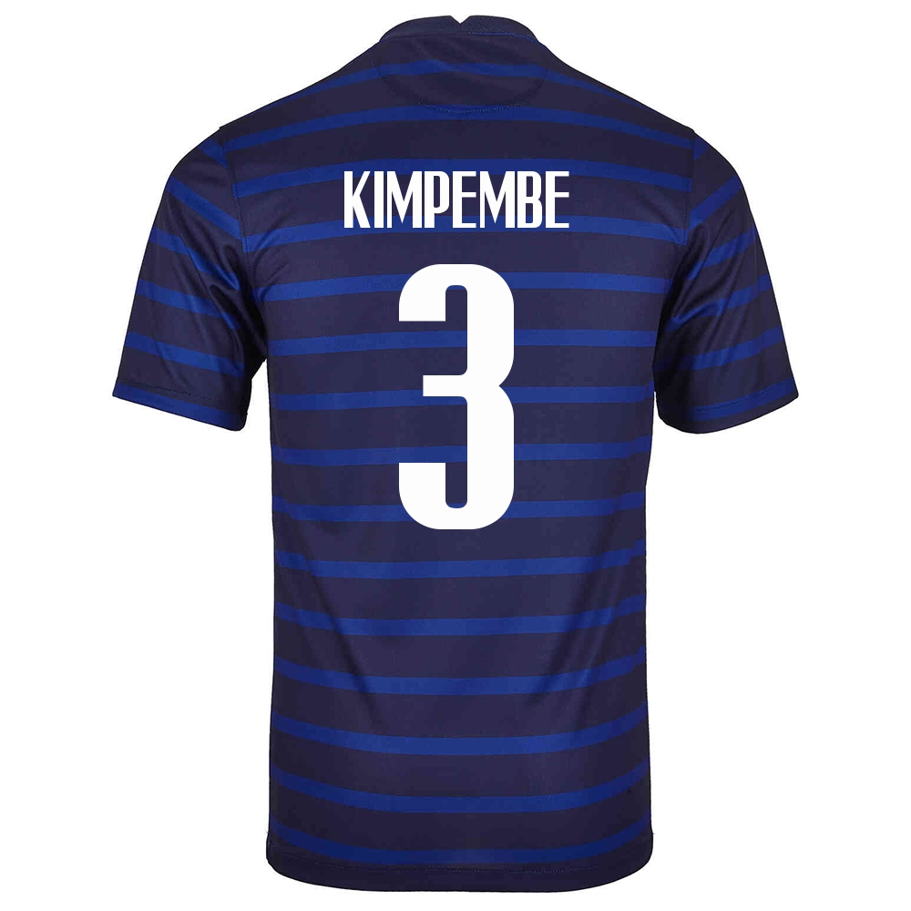 Naisten Ranskan Jalkapallomaajoukkue Presnel Kimpembe #3 Kotipaita Tummansininen 2021 Lyhythihainen Paita