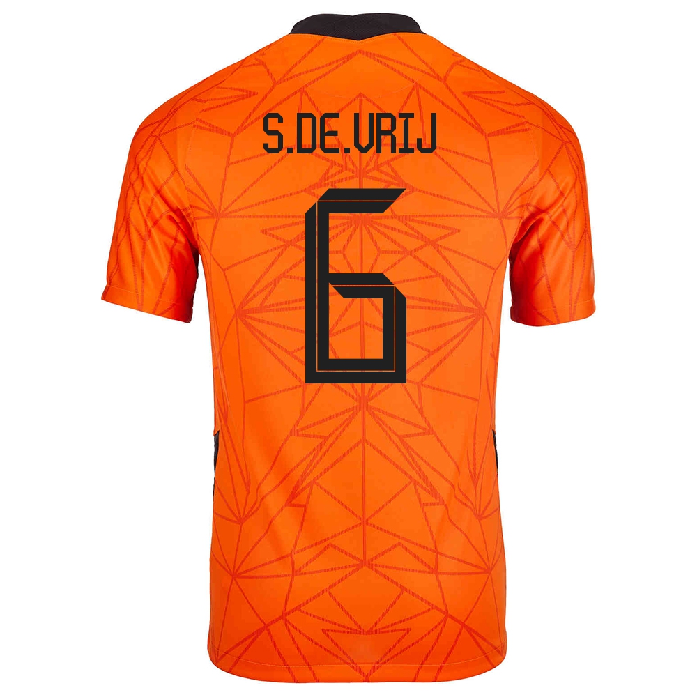 Naisten Alankomaiden Jalkapallomaajoukkue Stefan De Vrij #6 Kotipaita Oranssi 2021 Lyhythihainen Paita