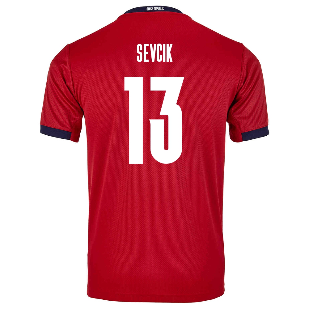 Lapset Tšekin Jalkapallomaajoukkue Petr Sevcik #13 Kotipaita Punainen 2021 Lyhythihainen Paita