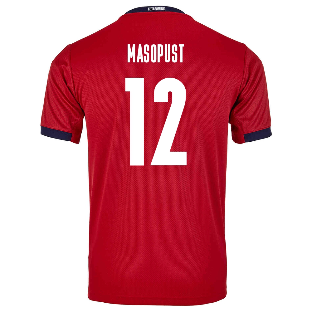 Lapset Tšekin Jalkapallomaajoukkue Lukas Masopust #12 Kotipaita Punainen 2021 Lyhythihainen Paita