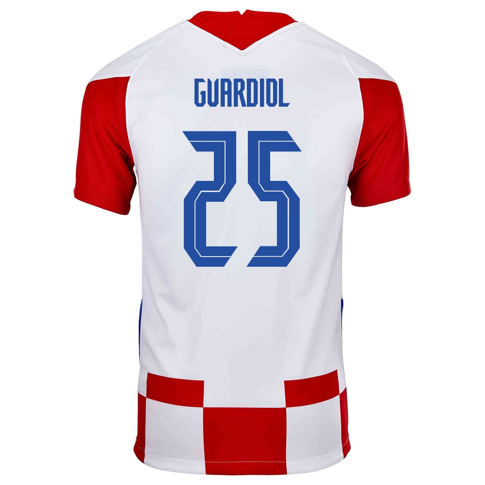 Miesten Kroatian Jalkapallomaajoukkue Josko Gvardiol #25 Kotipaita Punainen Valkoinen 2021 Lyhythihainen Paita