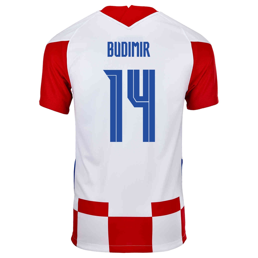 Miesten Kroatian Jalkapallomaajoukkue Ante Budimir #14 Kotipaita Punainen Valkoinen 2021 Lyhythihainen Paita