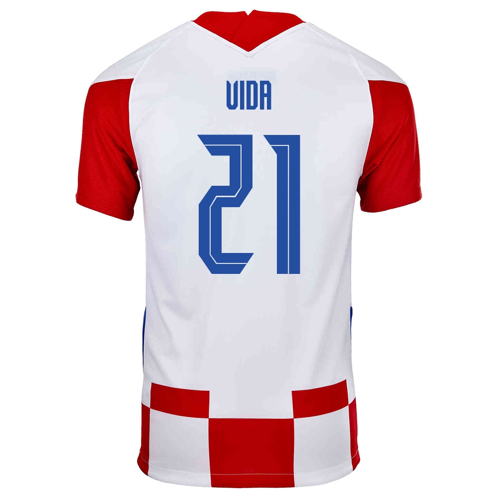 Lapset Kroatian Jalkapallomaajoukkue Domagoj Vida #21 Kotipaita Punainen Valkoinen 2021 Lyhythihainen Paita