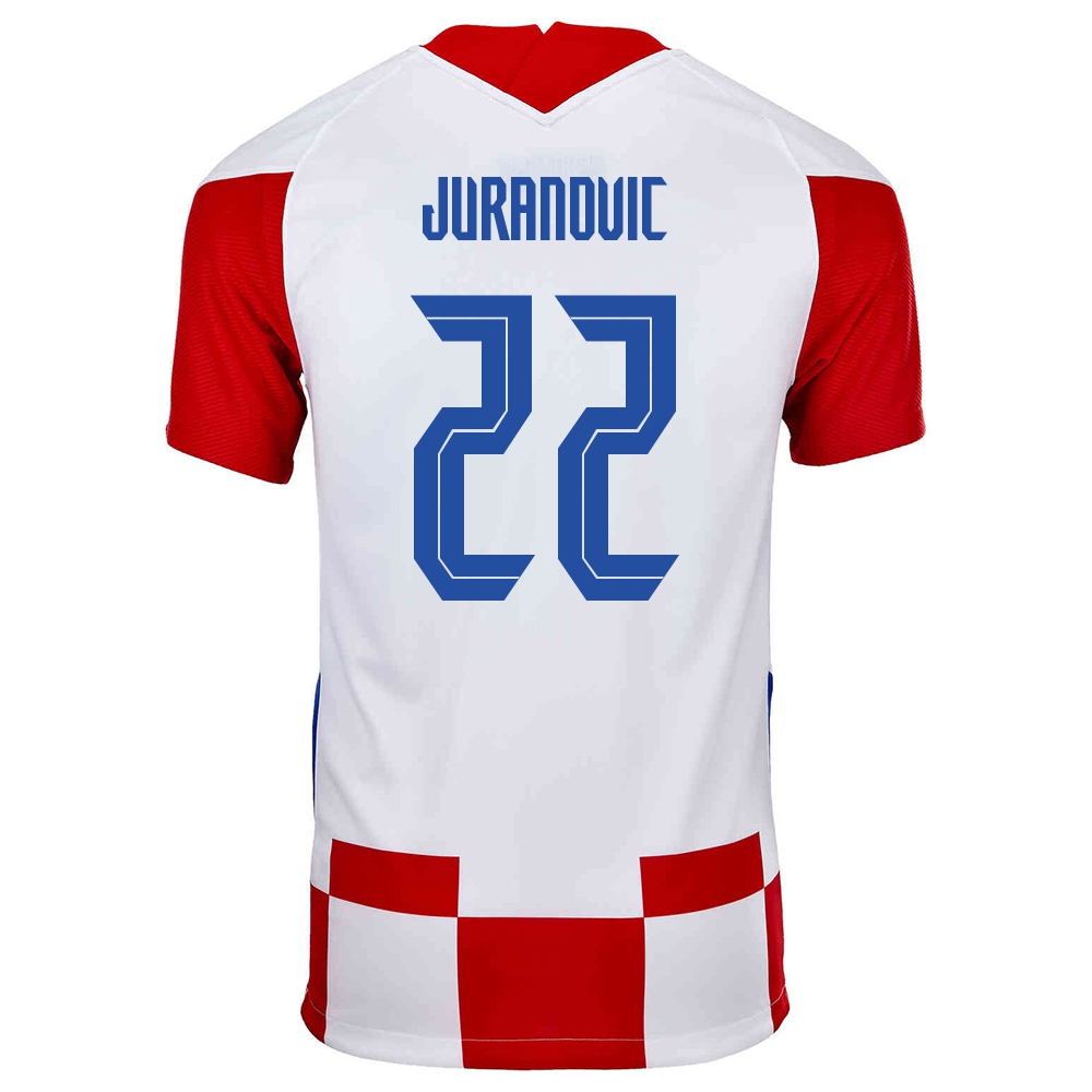 Lapset Kroatian Jalkapallomaajoukkue Josip Juranovic #22 Kotipaita Punainen Valkoinen 2021 Lyhythihainen Paita