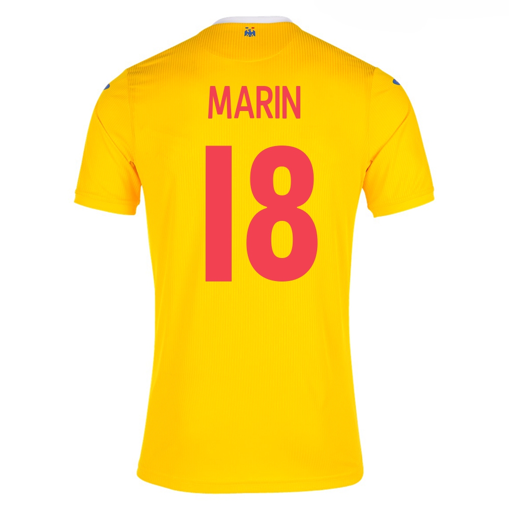 Miesten Romanian Jalkapallomaajoukkue Razvan Marin #18 Kotipaita Keltainen 2021 Lyhythihainen Paita