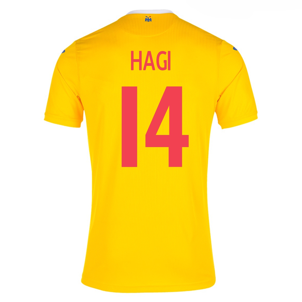 Miesten Romanian Jalkapallomaajoukkue Ianis Hagi #14 Kotipaita Keltainen 2021 Lyhythihainen Paita