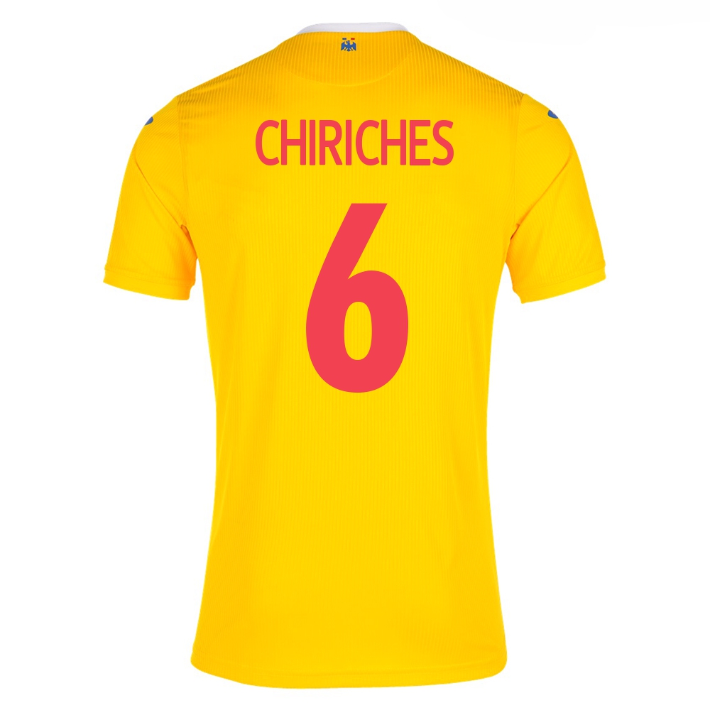 Naisten Romanian Jalkapallomaajoukkue Vlad Chiriches #6 Kotipaita Keltainen 2021 Lyhythihainen Paita