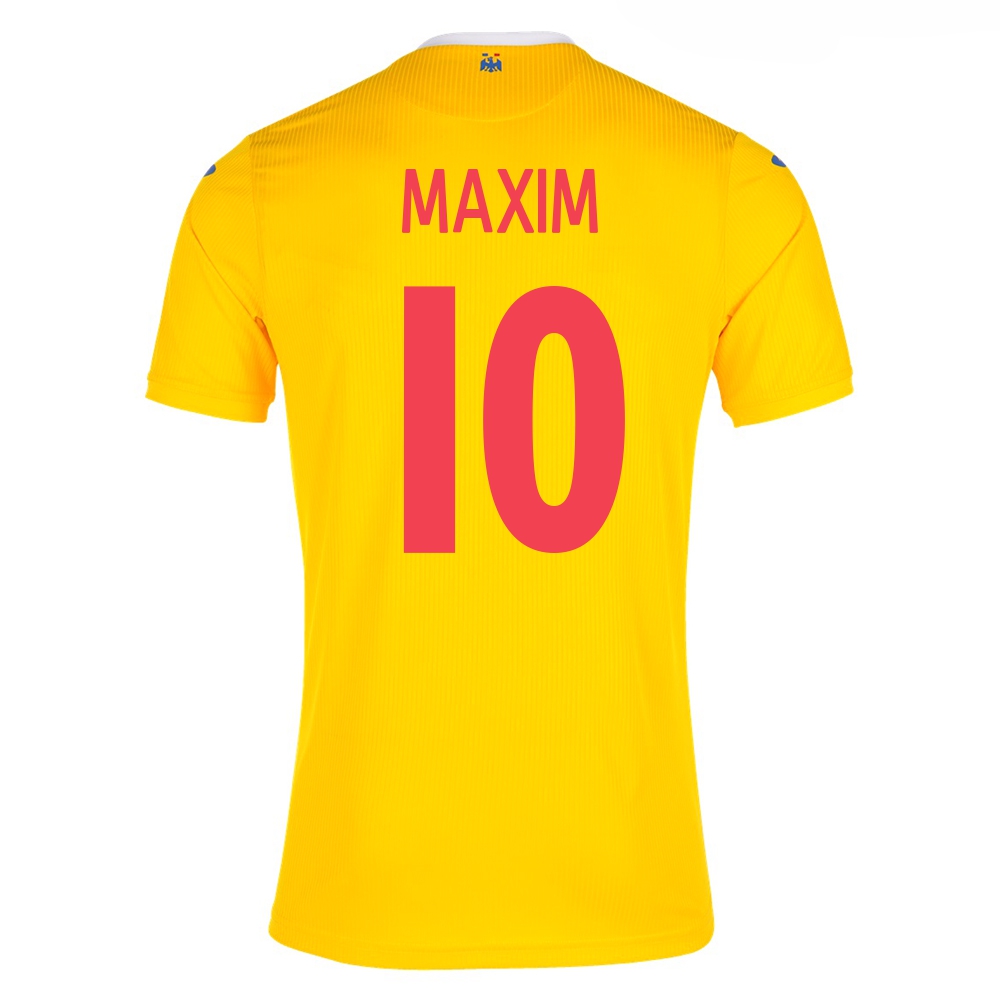 Lapset Romanian Jalkapallomaajoukkue Alexandru Maxim #10 Kotipaita Keltainen 2021 Lyhythihainen Paita