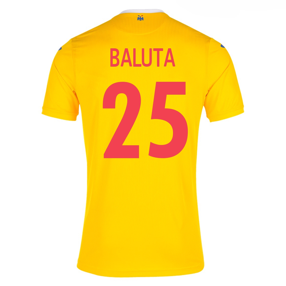 Naisten Romanian Jalkapallomaajoukkue Alexandru Baluta #25 Kotipaita Keltainen 2021 Lyhythihainen Paita