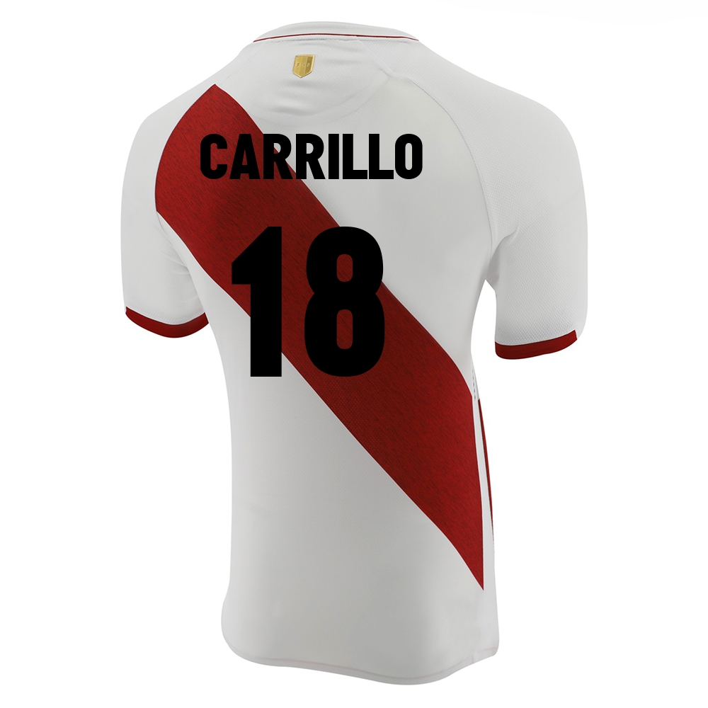 Naisten Perun Jalkapallomaajoukkue Andre Carrillo #18 Kotipaita Valkoinen 2021 Lyhythihainen Paita