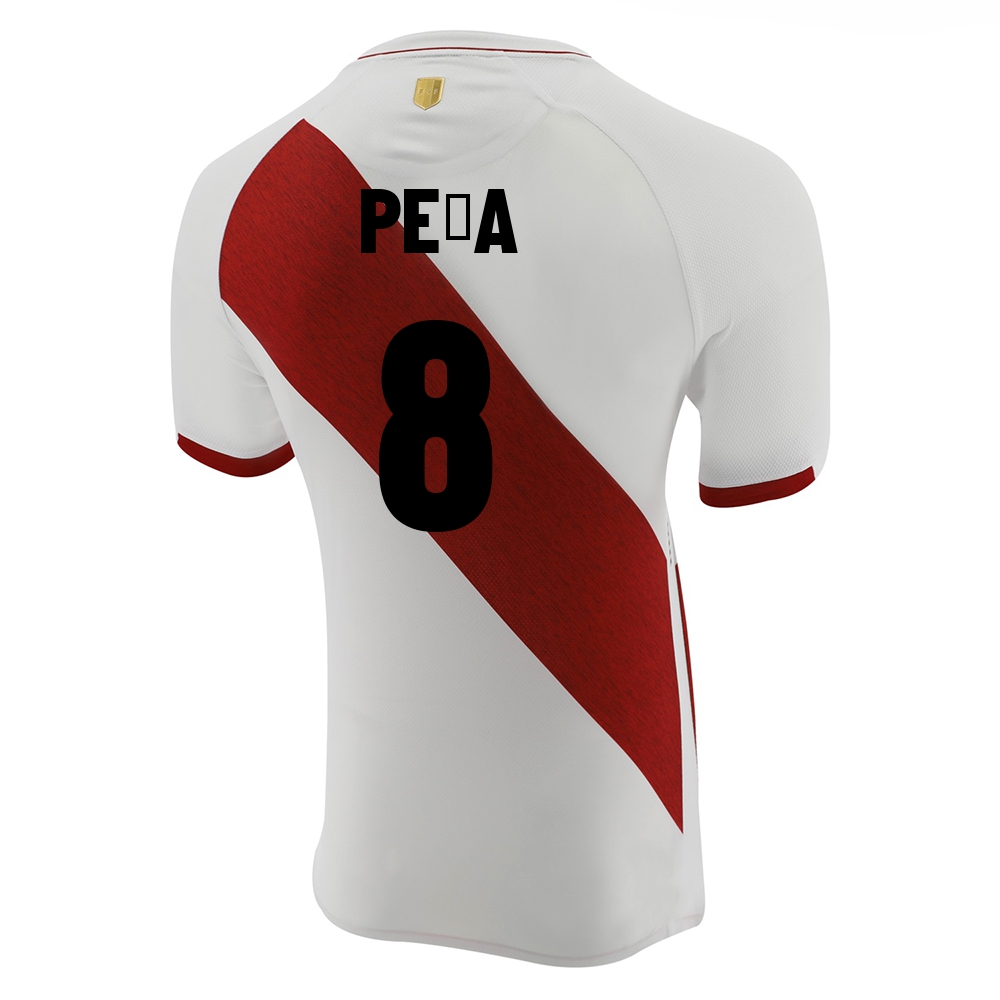 Lapset Perun Jalkapallomaajoukkue Sergio Peña #8 Kotipaita Valkoinen 2021 Lyhythihainen Paita