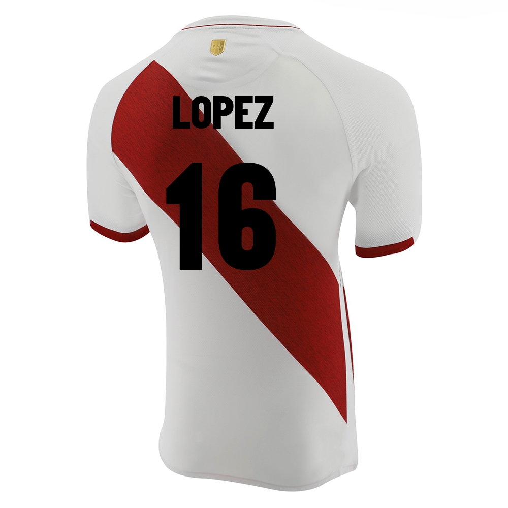Naisten Perun Jalkapallomaajoukkue Marcos Lopez #16 Kotipaita Valkoinen 2021 Lyhythihainen Paita