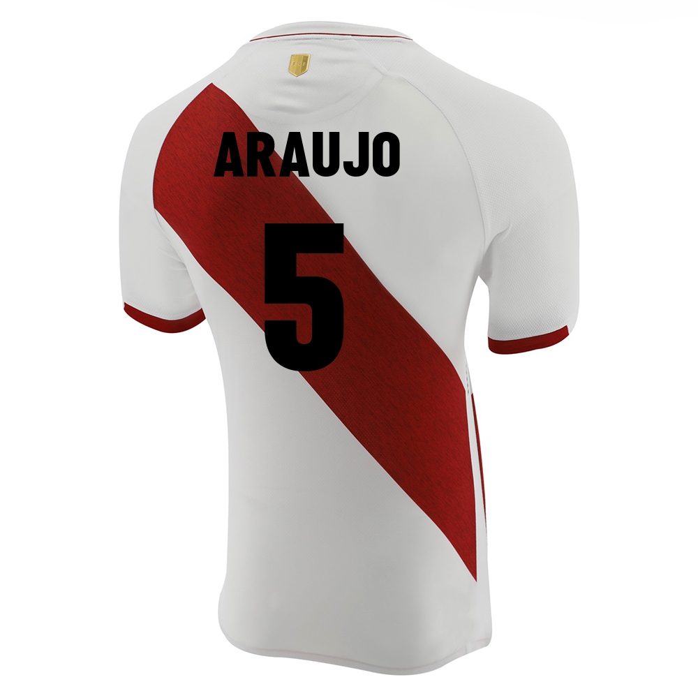 Miesten Perun Jalkapallomaajoukkue Miguel Araujo #5 Kotipaita Valkoinen 2021 Lyhythihainen Paita
