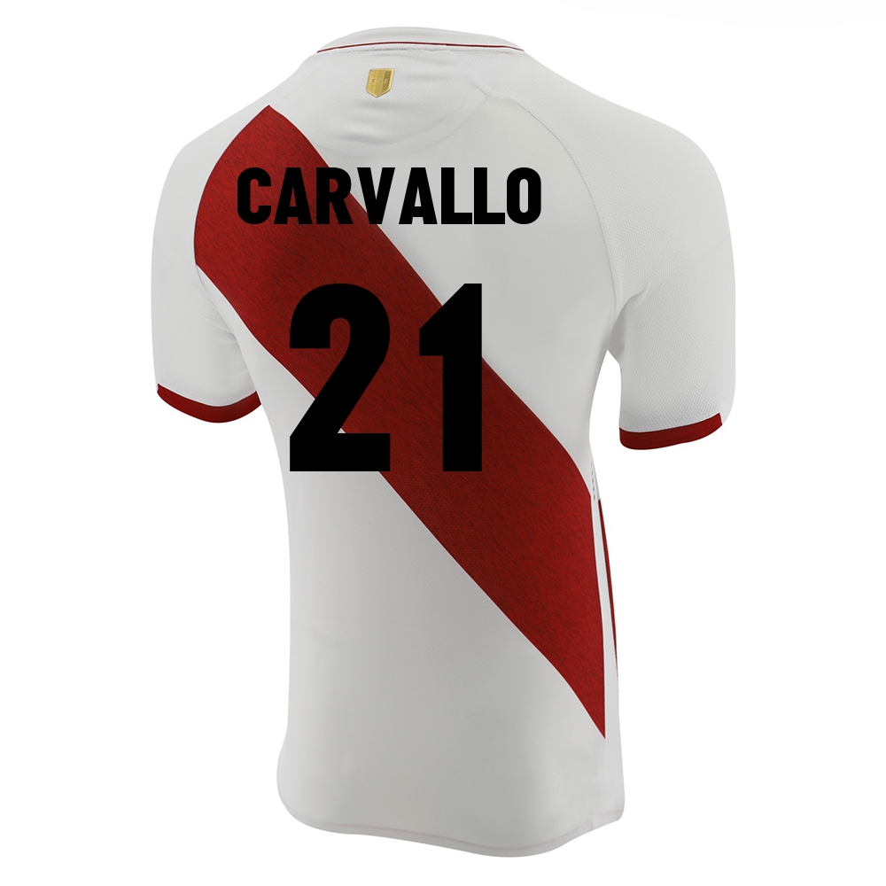 Lapset Perun Jalkapallomaajoukkue Jose Carvallo #21 Kotipaita Valkoinen 2021 Lyhythihainen Paita