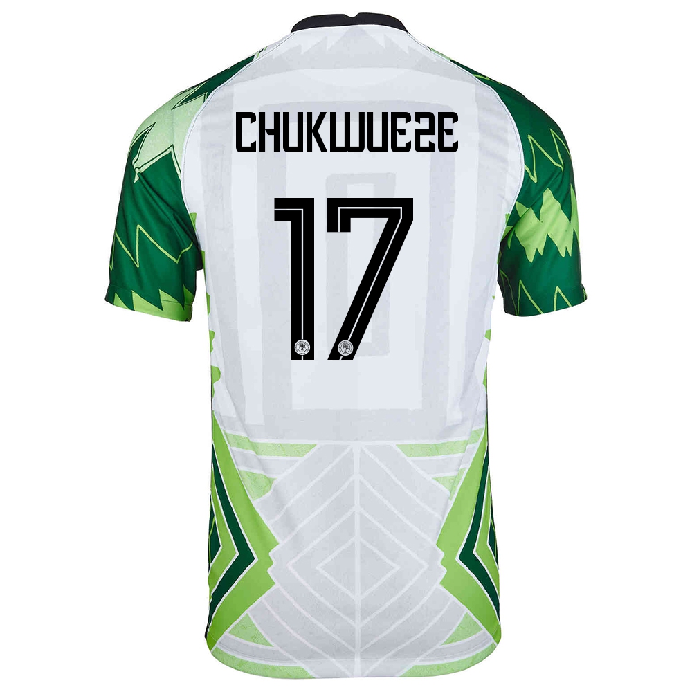 Naisten Nigerian Jalkapallomaajoukkue Samuel Chukwueze #17 Kotipaita Vihreä Valkoinen 2021 Lyhythihainen Paita