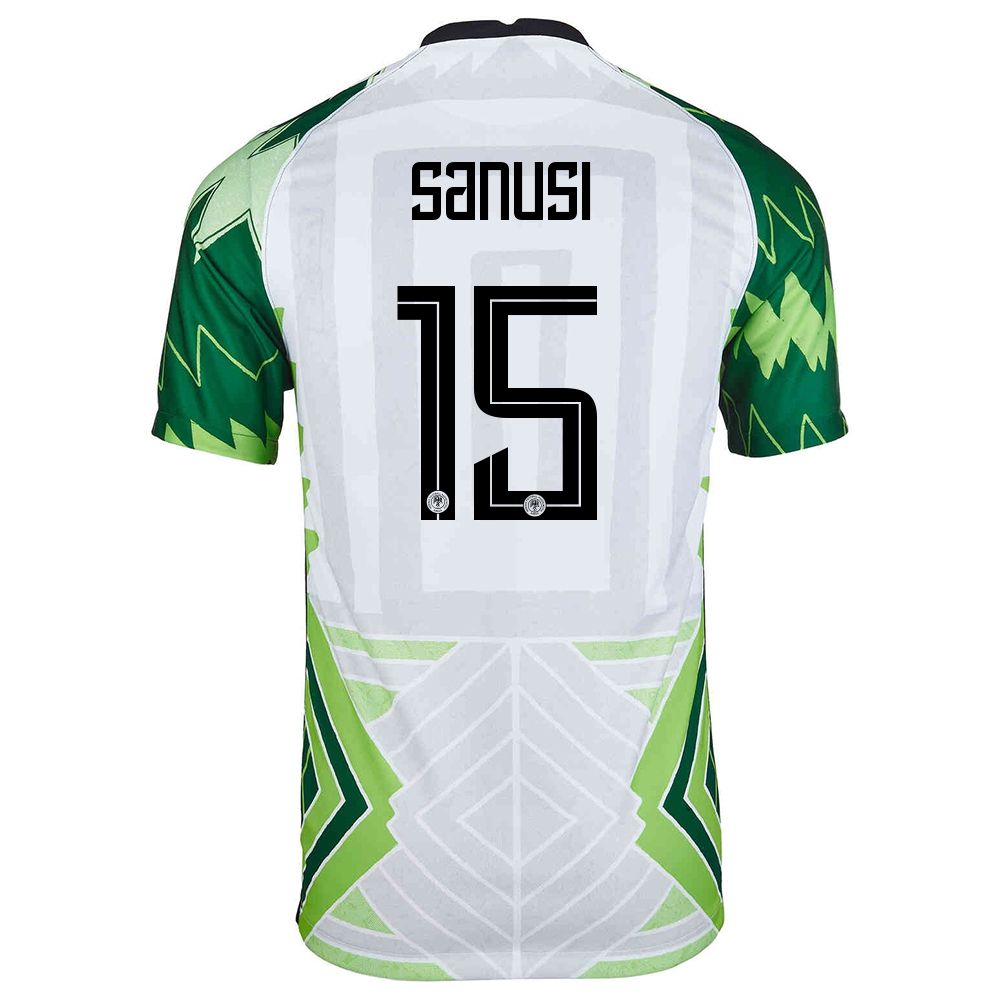 Miesten Nigerian Jalkapallomaajoukkue Zaidu Sanusi #15 Kotipaita Vihreä Valkoinen 2021 Lyhythihainen Paita