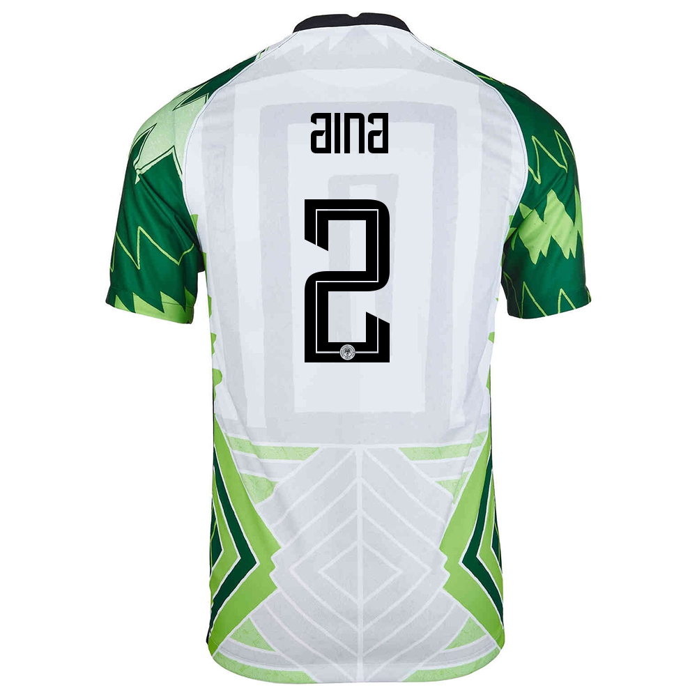 Naisten Nigerian Jalkapallomaajoukkue Ola Aina #2 Kotipaita Vihreä Valkoinen 2021 Lyhythihainen Paita