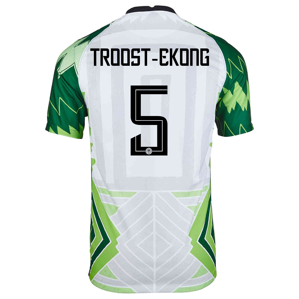 Naisten Nigerian Jalkapallomaajoukkue William Troost-ekong #5 Kotipaita Vihreä Valkoinen 2021 Lyhythihainen Paita
