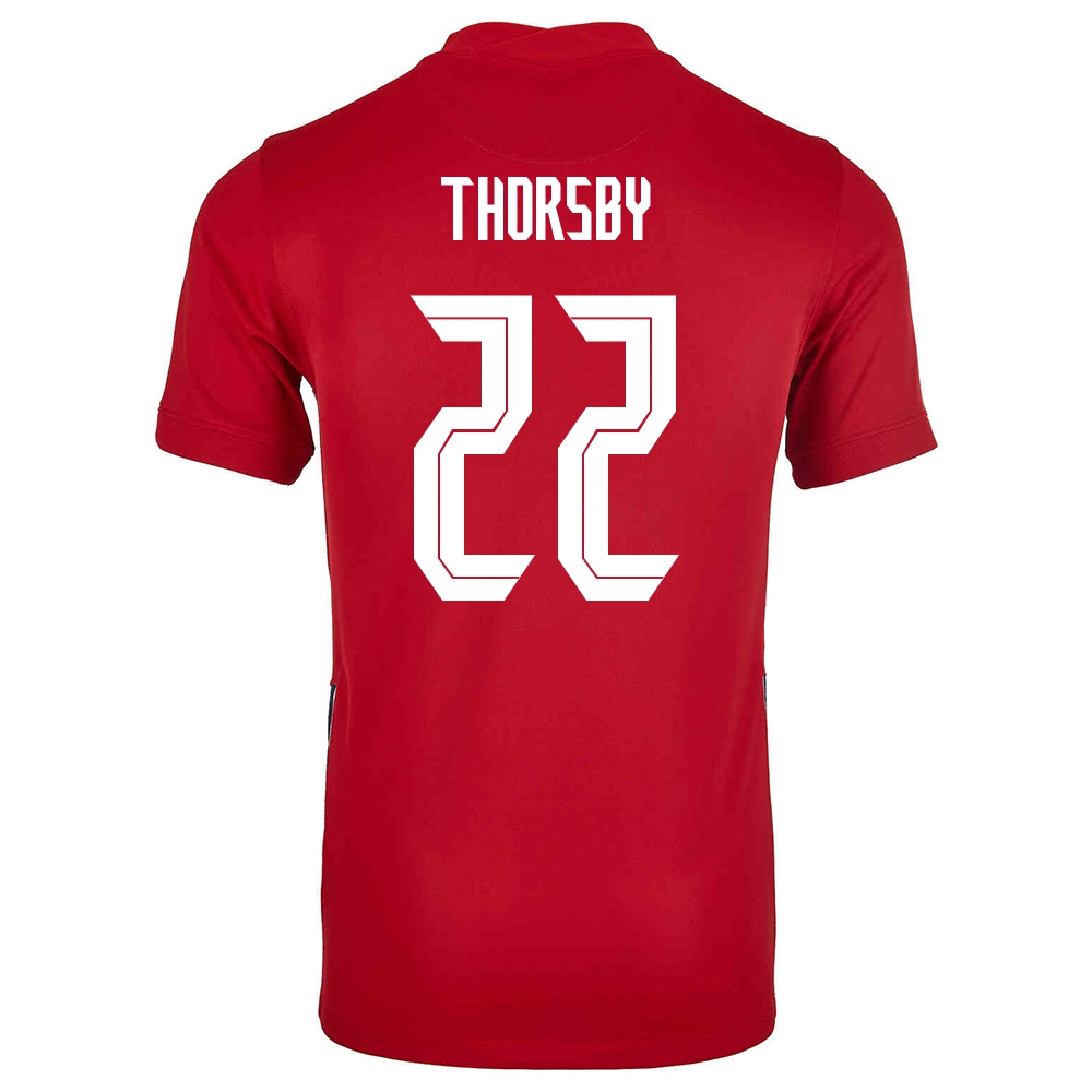 Naisten Norjan Jalkapallomaajoukkue Morten Thorsby #22 Kotipaita Punainen 2021 Lyhythihainen Paita