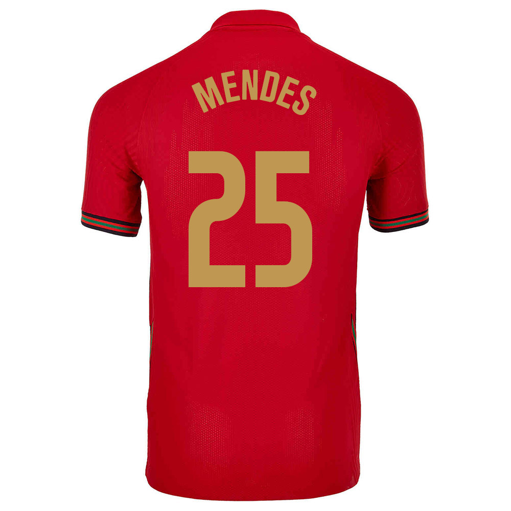 Lapset Portugalin Jalkapallomaajoukkue Nuno Mendes #25 Kotipaita Punainen 2021 Lyhythihainen Paita