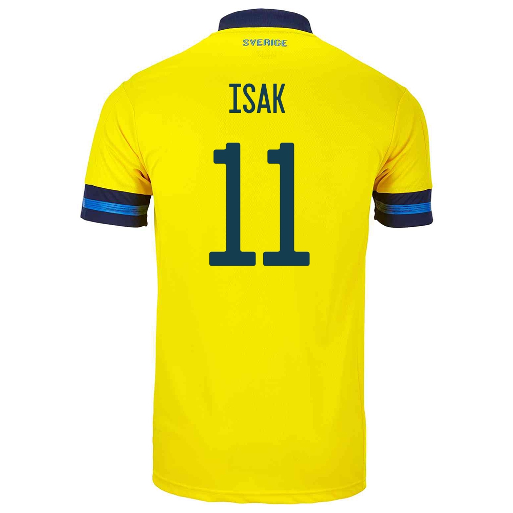 Naisten Ruotsin Jalkapallomaajoukkue Alexander Isak #11 Kotipaita Keltainen 2021 Lyhythihainen Paita